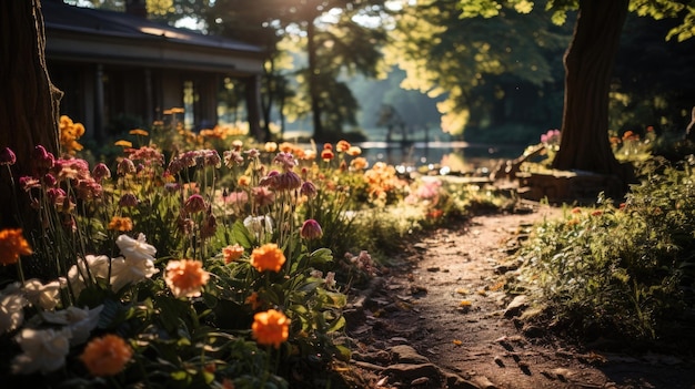 Diverse flora thriving in garden or greenhouse