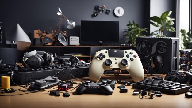 Foto diverse gaming gear een reeks apparaten voor ultieme gaming-ervaring