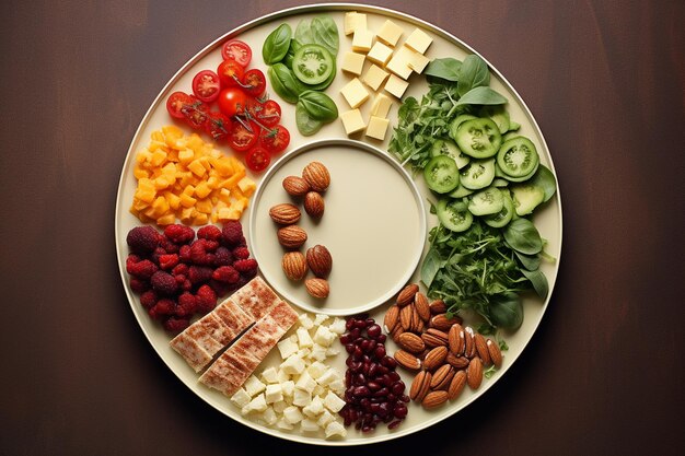Foto diverse gezonde voedingsmiddelen en voedingssymbolen