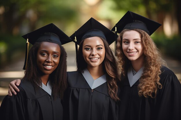 Diverse Graduates Portrait of College Students at Graduation Generative AI