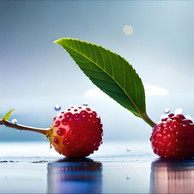 Diverse groenten en fruit Foto's van bessen appels druiven groenten op tafel water