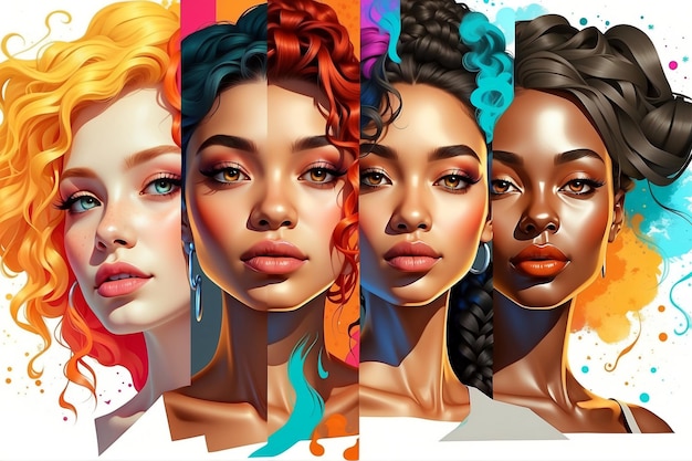 Diverse groep vrouwen die hun unieke haarkleuren tonen
