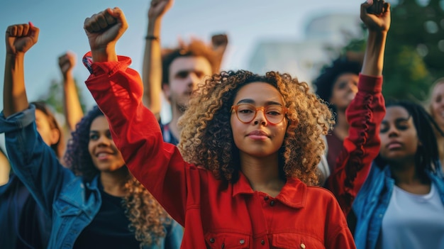 Photo a diverse group of activists advocating for social justice