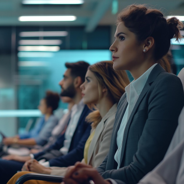 Foto diversi gruppi di professionisti aziendali che collaborano in fila