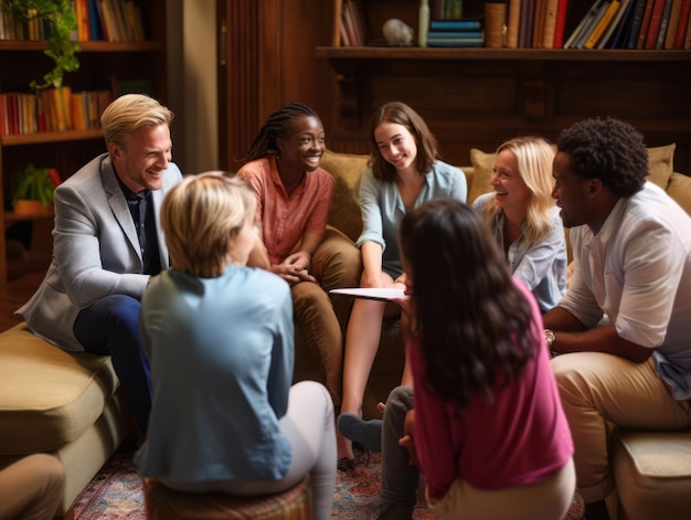 Photo diverse group of business professionals is engaged in a brainstorming session