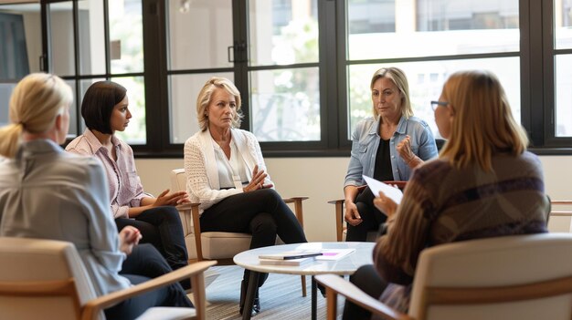 Photo diverse group discussing feminism