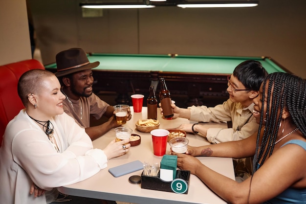 Diverse group of friends in diner