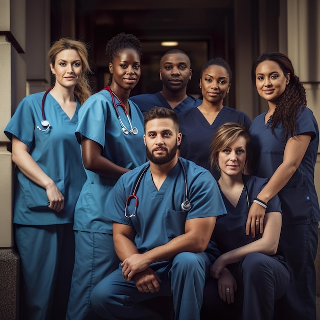 Premium Ai Image Diverse Group Of Nurses And Doctors