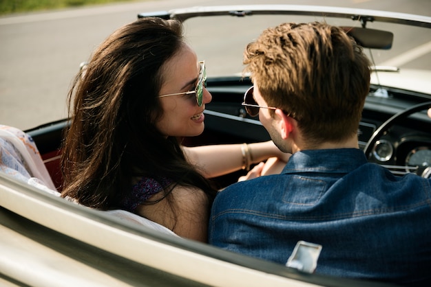 Diverse group of people enjoying a road trip and festival 