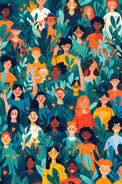 A Diverse Group of People in a Leafy Environment