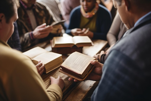 Photo diverse group of people reading books