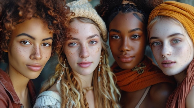 Photo diverse group of people with different colored hair