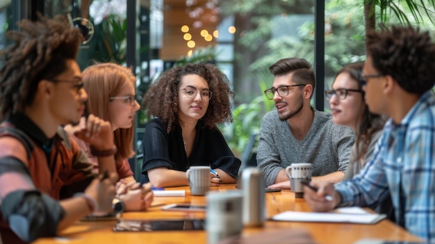 diverse group sitting around table