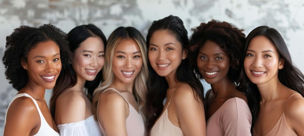 Diverse group of smiling women