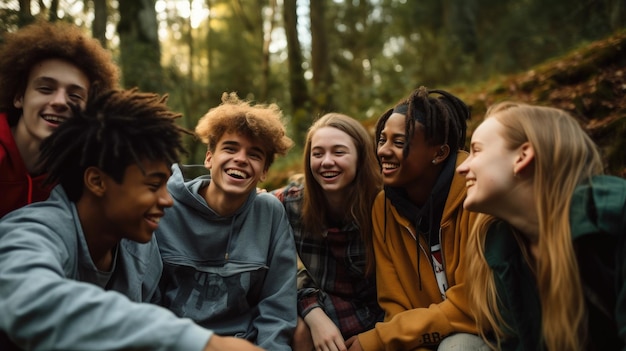 Photo a diverse group of teenagers enjoying each others company and showing that friendship transcends cul