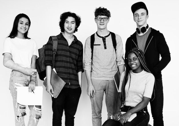 Diverse group of teenagers shoot 