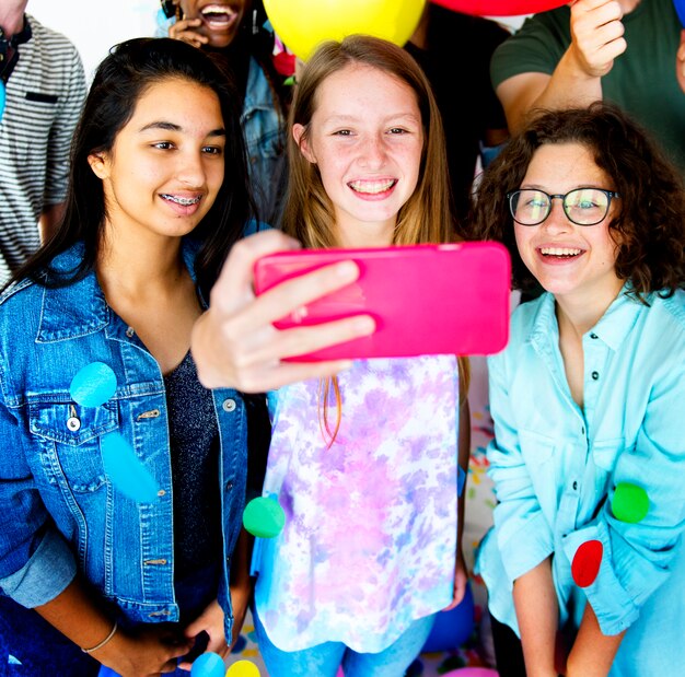 Diverse group of teenagers shoot 