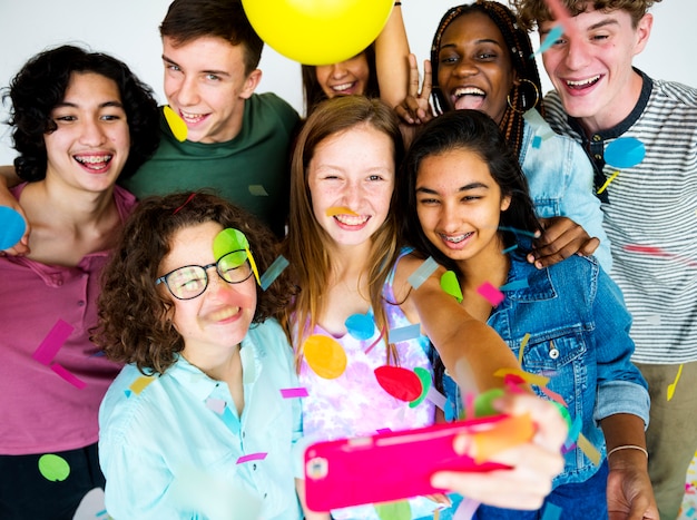 Diverse group of teenagers shoot 