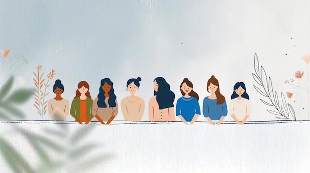 Diverse group of women stand together in solidarity and empowerm