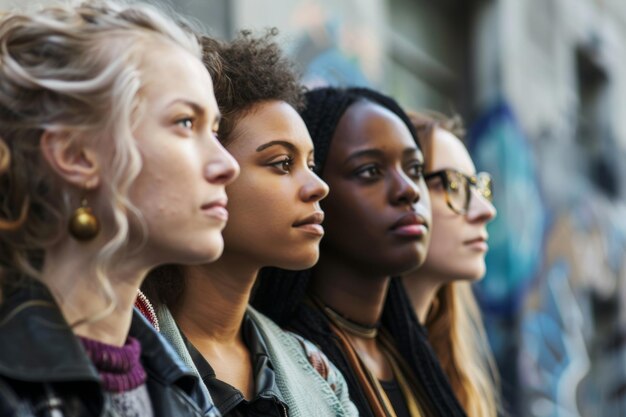 Photo diverse group of women standing together in solidarity generative ai