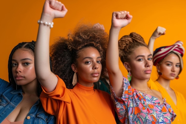 Photo diverse group of women standing together