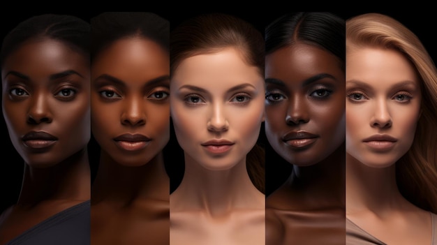 Diverse group of women together Skin care concept image