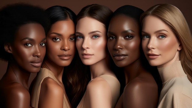 Diverse group of women together Skin care concept image