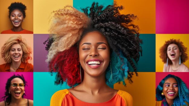 Diverse group of women with colorful hair