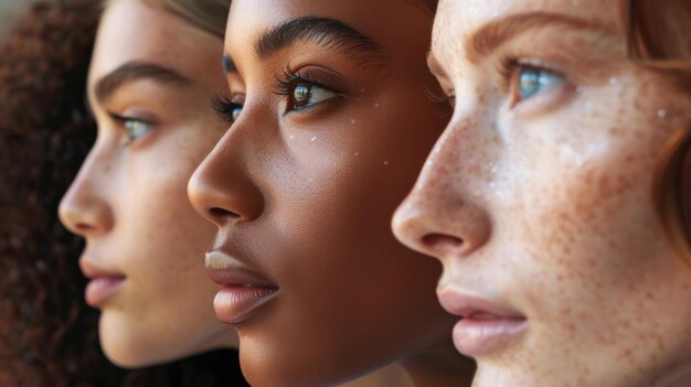 Photo diverse group of women with varying skin tones