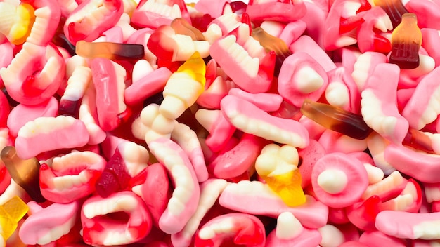 Diverse gummy-snoepjes Bovenaanzicht Jelly-snoepjes