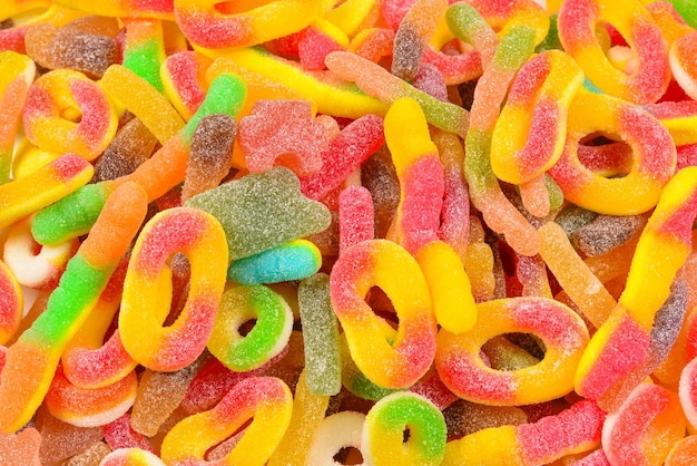 Diverse gummy-snoepjes Bovenaanzicht Jelly-snoepjes