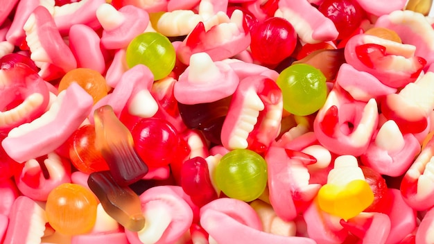 Diverse gummy-snoepjes Bovenaanzicht Jelly-snoepjes