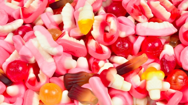 Diverse gummy-snoepjes Bovenaanzicht Jelly-snoepjes