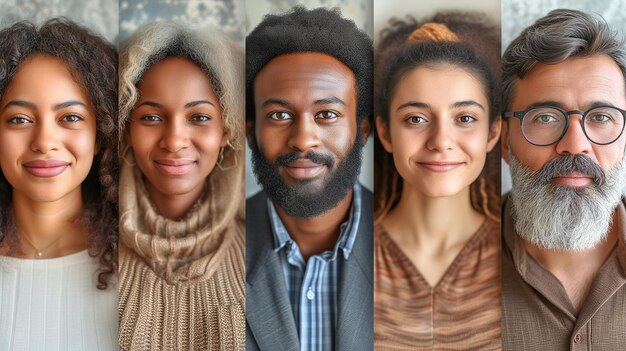 Photo diverse individuals united in mesmerizing mosaic that represents unity of world