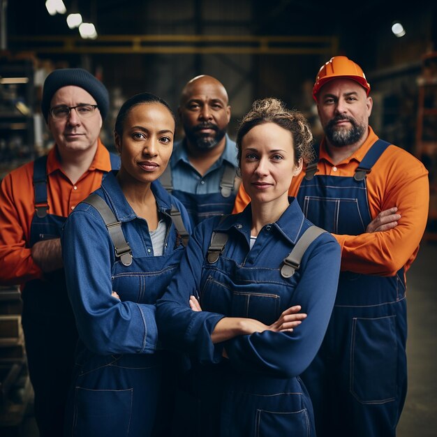 Diverse Industry Workers in Group Portrait