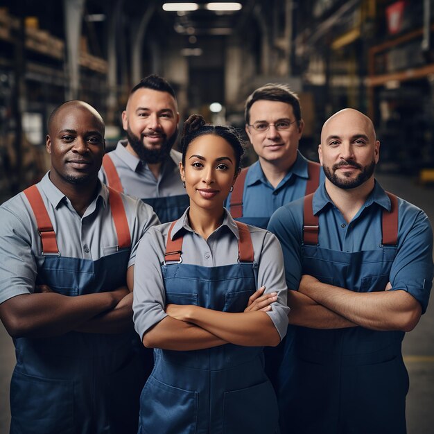 Diverse Industry Workers in Group Portrait