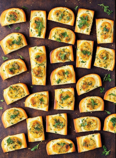 Diverse Knoflookbrood op een tafel