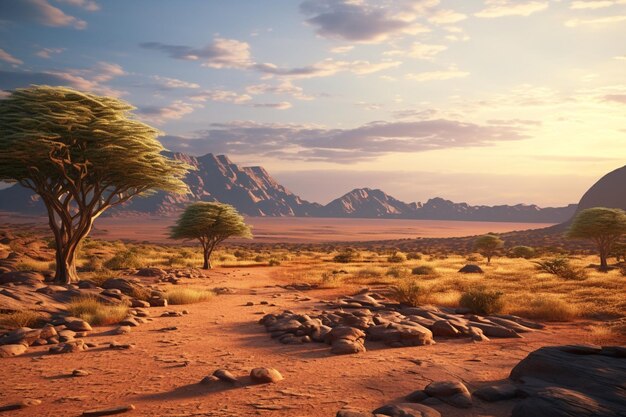 Premium Photo  Diverse landscapes of Africa from deserts to Generative ai
