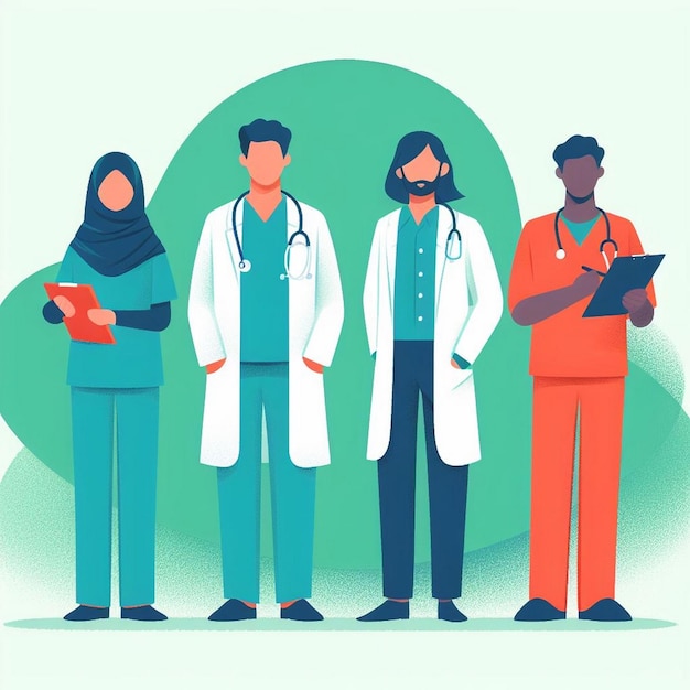 Diverse medische team Wereldgezondheidsdag illustratie