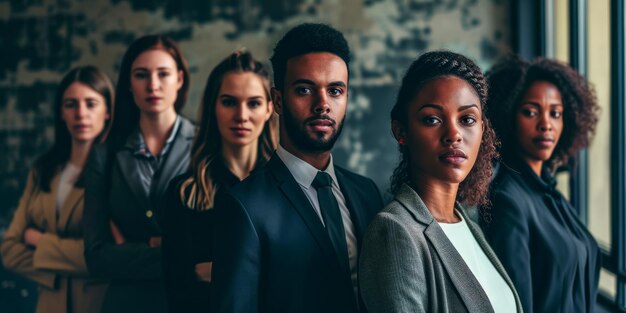 Photo a diverse modern business team standing in the office