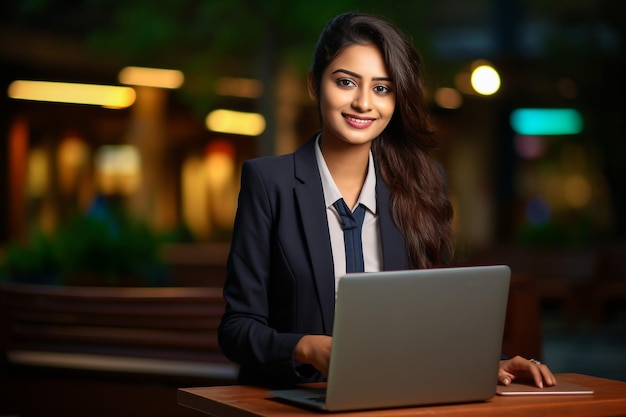 Diverse Office portret van mooie Indiase IT-programmeur werken op desktopcomputer glimlachend Fem