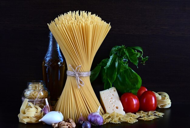 Diverse pasta Kookconcept Bovenaanzicht