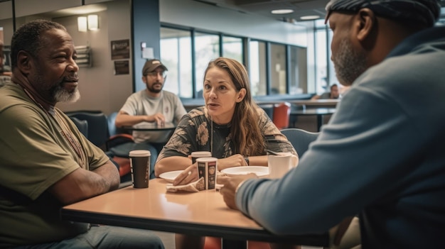 Diverse people mingling at an event talking business connection ai generative