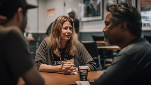 Diverse people mingling at an event talking business connection ai generative