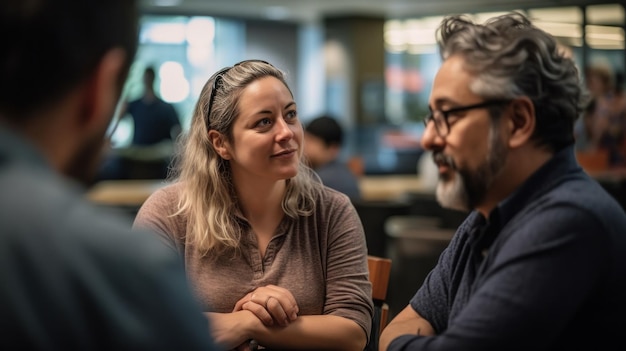 Diverse people mingling at an event talking business connection ai generative