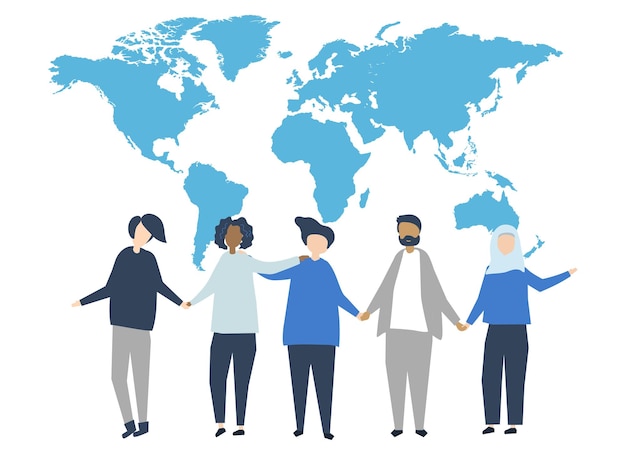 Diverse people png illustration transparent background