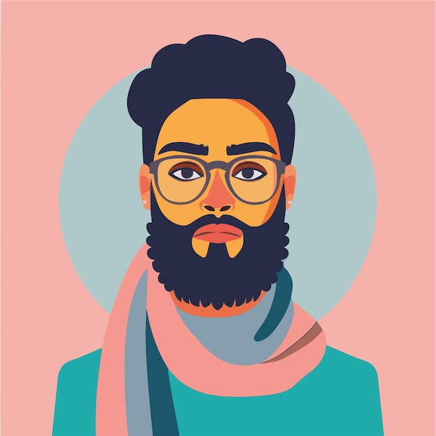 Diverse people portrait flat style vector design illustration of young man