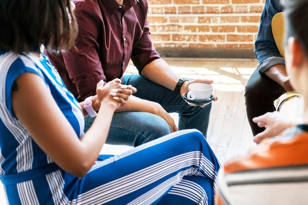 Diverse people in a support group