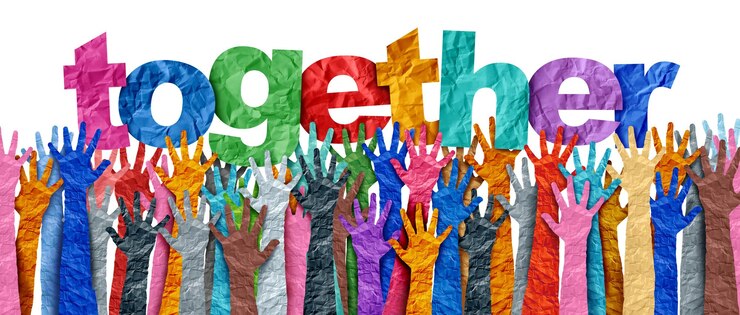 Photo diverse people together concept united and working as a team as a teamwork symbol of community suppo
