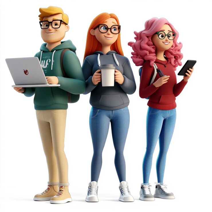 Diverse people with teamwork concept 3D Cartoon characters of businessmen and businesswoman